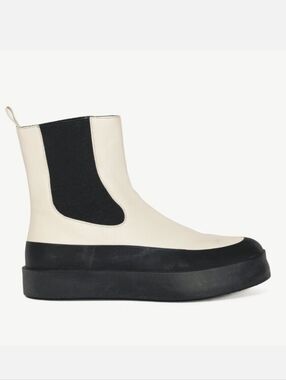 New Neous Made In Italy Zaniah Chelsea Platform Boot in Cream and Black Sz 36